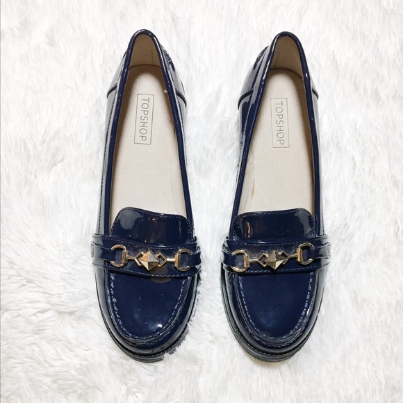 Blue patent leather loafers Clearance